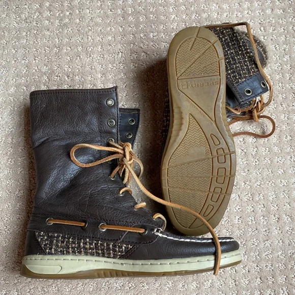 Sperry Top Sider Plaid Leather High Top Shoes - Picture 9 of 10